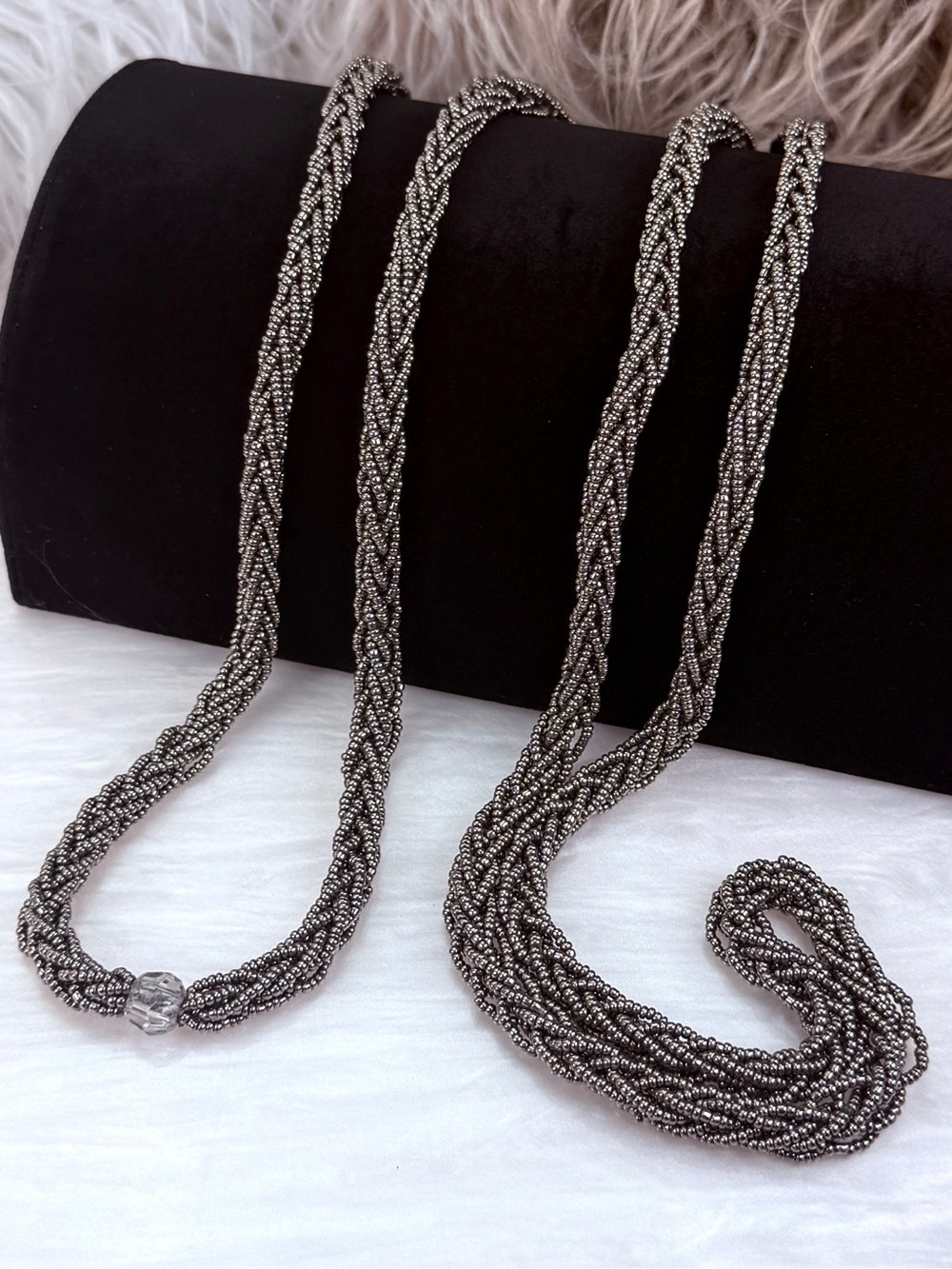 Vintage, Beautiful weighted, gunmetal, tone, knot tie, long costume neck…